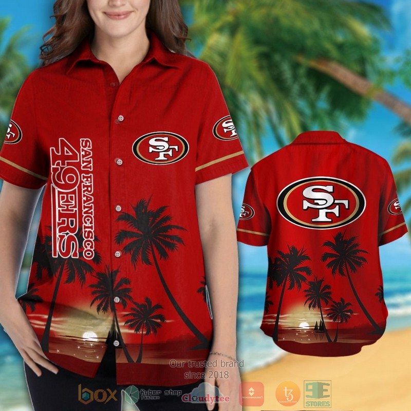 HOT San Francisco 49ers palm trees dark red hawaii shirt, shorts 3 San Francisco 49ers palm trees dark red hawaii shirt shorts 1 2