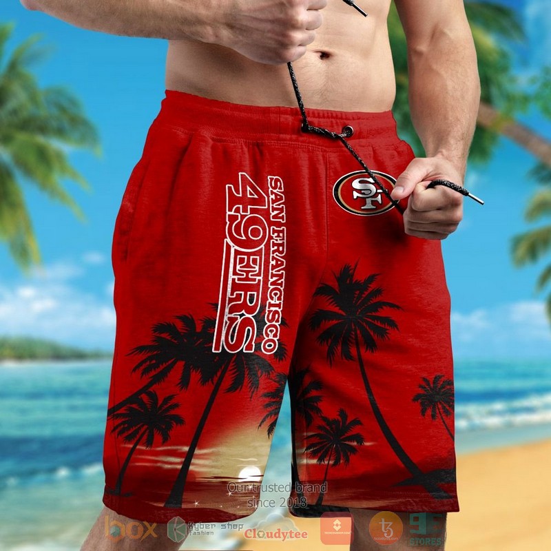 HOT San Francisco 49ers palm trees dark red hawaii shirt, shorts 5 San Francisco 49ers palm trees dark red hawaii shirt shorts 1 2 3 4