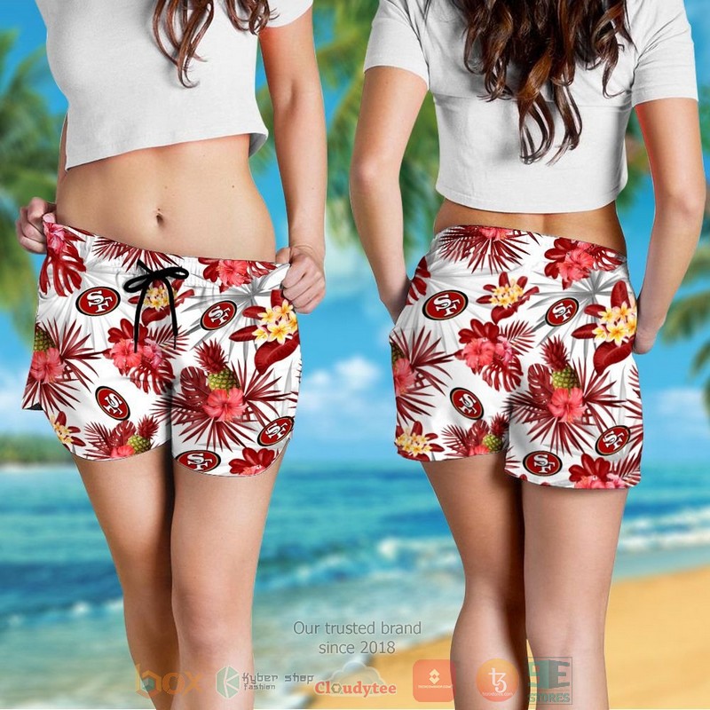 HOT San Francisco 49ers pineapple Hibiscus hawaiian shirt and shorts 4 San Francisco 49ers pineapple Hibiscus hawaiian shirt and shorts 1 2 3