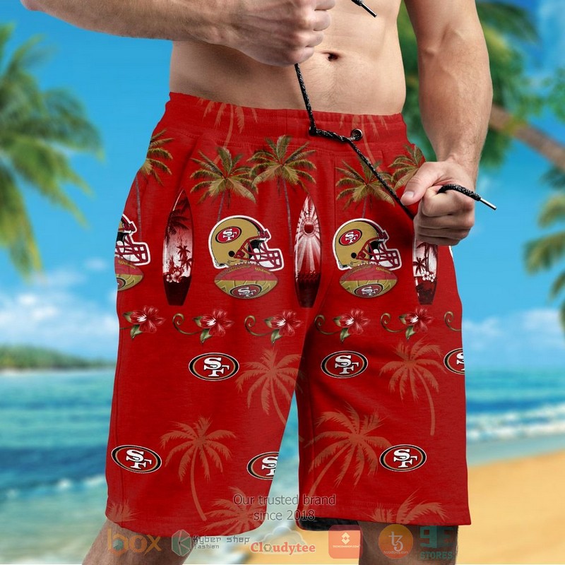 HOT San Francisco 49ers surfboard palm tree hawaiian shirt and shorts 5 San Francisco 49ers surfboard palm tree hawaiian shirt and shorts 1 2 3 4