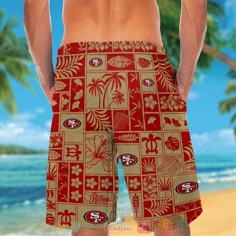 San Francisco 49ers tropical plants gold hawaii shirt shorts 1 2 3 4 5