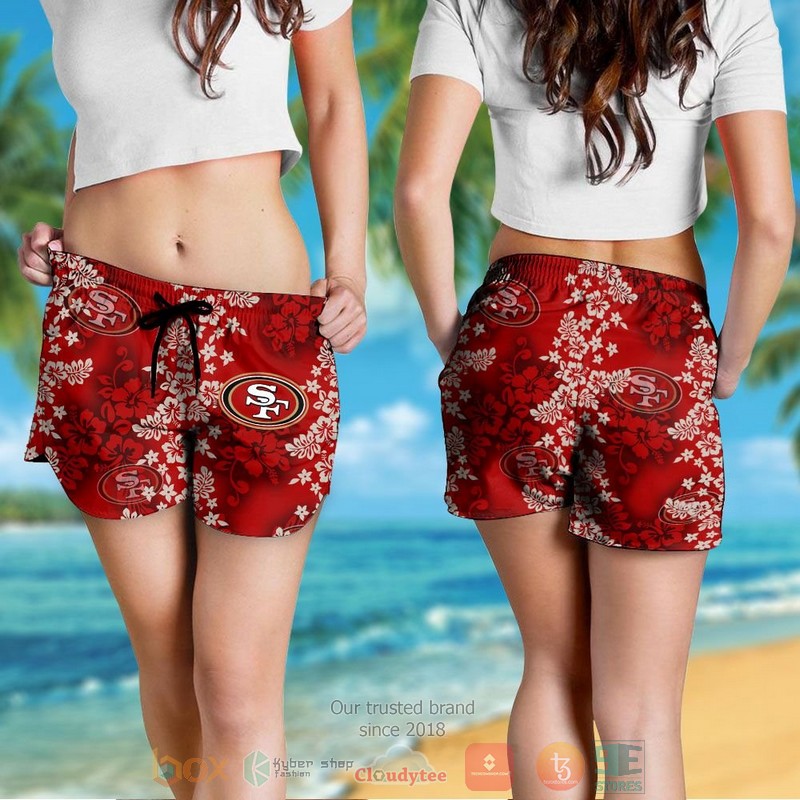HOT San Francisco 49ers tropical plants red hawaii shirt, shorts 4 San Francisco 49ers tropical plants red hawaii shirt shorts 1 2 3