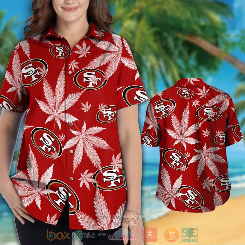 HOT San Francisco 49ers weed red hawaii shirt, shorts 3 San Francisco 49ers weed red hawaii shirt shorts 1 2
