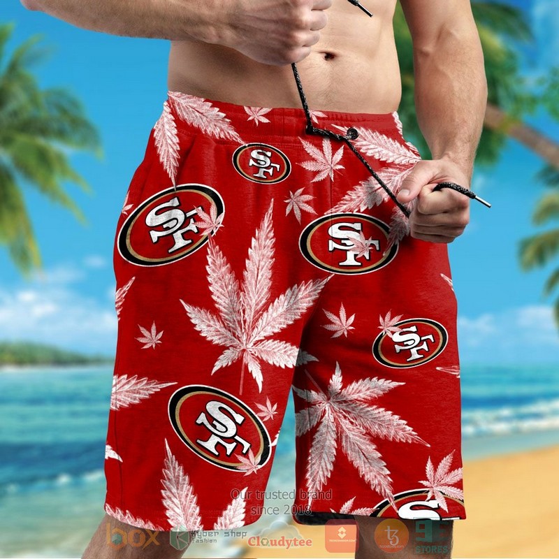 HOT San Francisco 49ers weed red hawaii shirt, shorts 5 San Francisco 49ers weed red hawaii shirt shorts 1 2 3 4