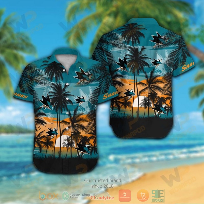 HOT San Jose Sharks Hawaiian Shirt and shorts 13 San Jose Sharks Hawaiian Shirt and shorts