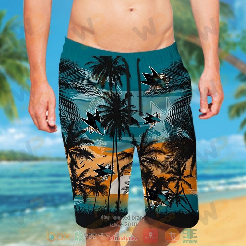 HOT San Jose Sharks Hawaiian Shirt and shorts 5 San Jose Sharks Hawaiian Shirt and shorts 1 2 3 4