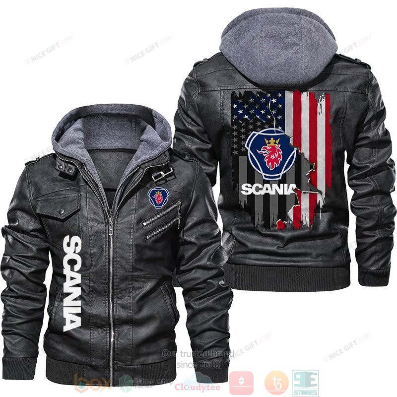 Scania AB American flag Leather Jacket