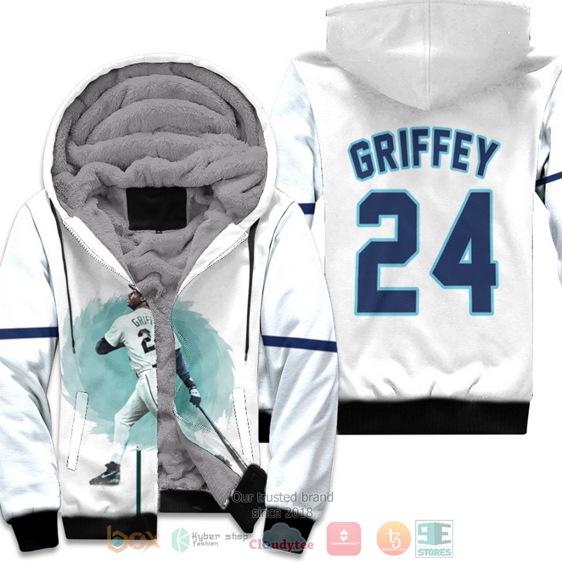 BEST Seattle Mariners Ken Griffey Jr. 24 MLB Player White 3D fleece hoodie 1 Seattle Mariners Ken Griffey Jr 24 MLB Player White fleece hoodie