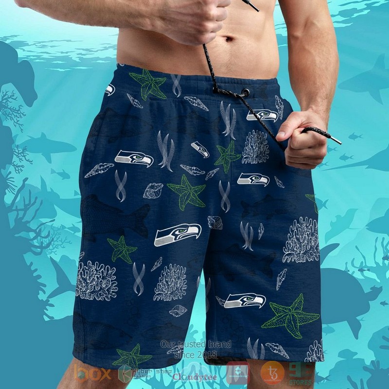 HOT Seattle Seahawks Fish hawaiian shirt and shorts 4 Seattle Seahawks Fish hawaiian shirt and shorts 1 2 3 3