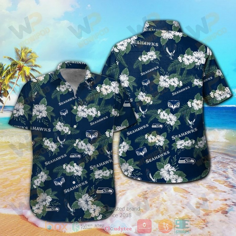 HOT Seattle Seahawks Hibiscus hawaiian shirt and shorts 13 Seattle Seahawks Hibiscus hawaiian shirt and shorts
