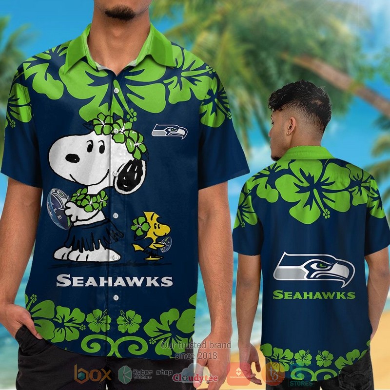 HOT Seattle Seahawks Snoopy Woodstock hawaiian shirt and shorts 2 Seattle Seahawks Snoopy Woodstock hawaiian shirt and shorts 1