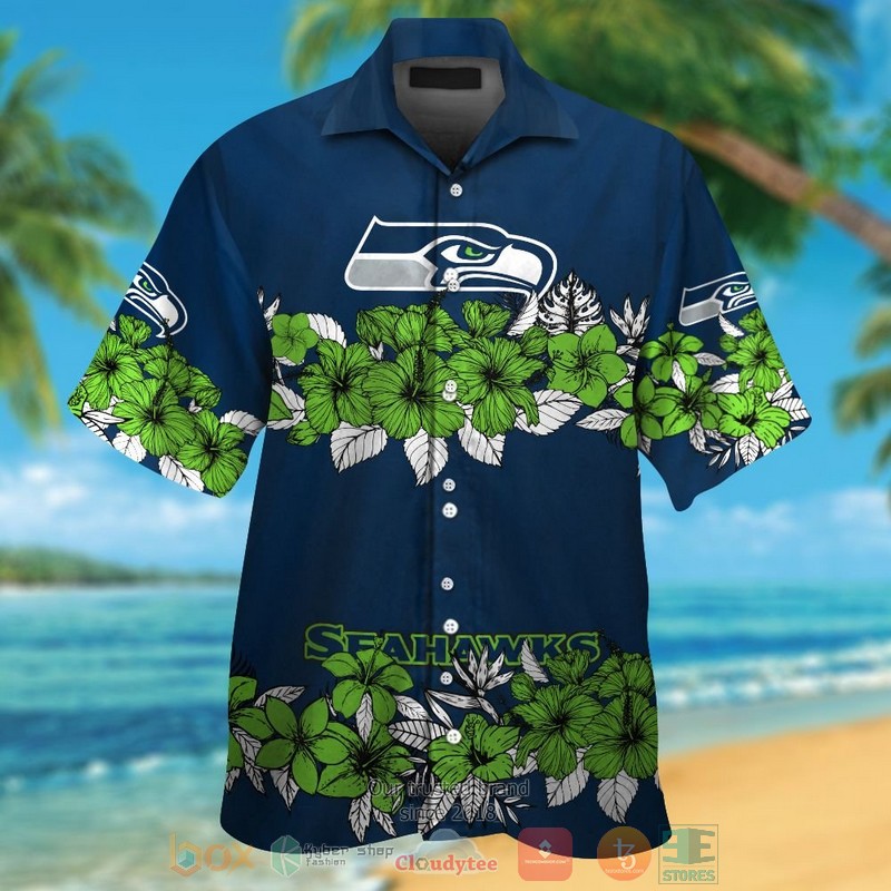 HOT Seattle Seahawks action green tropical plants navy hawaii shirt, shorts 13 Seattle Seahawks action green tropical plants navy hawaii shirt shorts