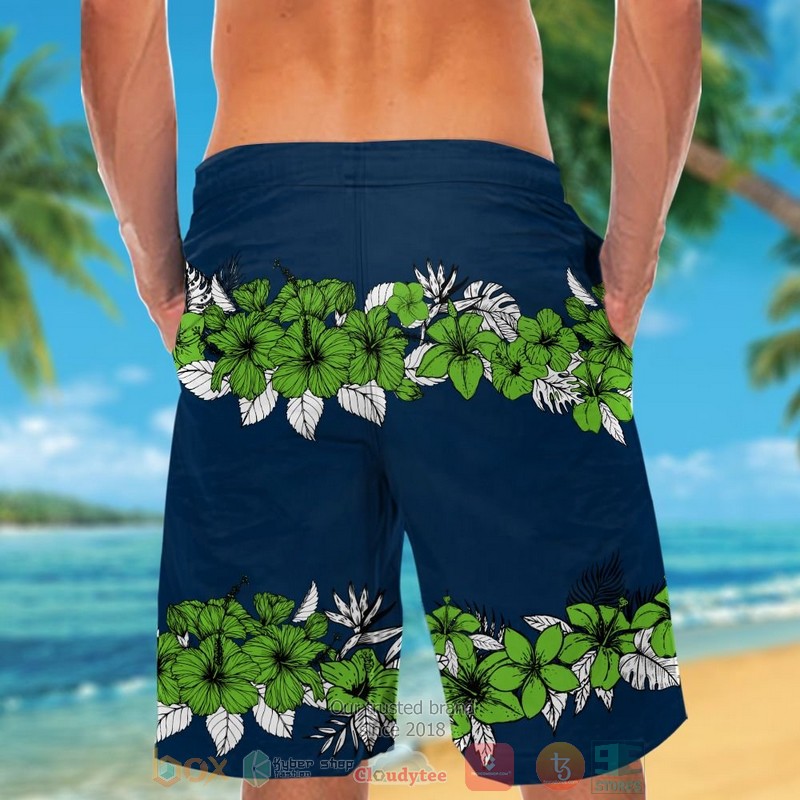 Seattle Seahawks action green tropical plants navy hawaii shirt shorts 1 2 3 4 5