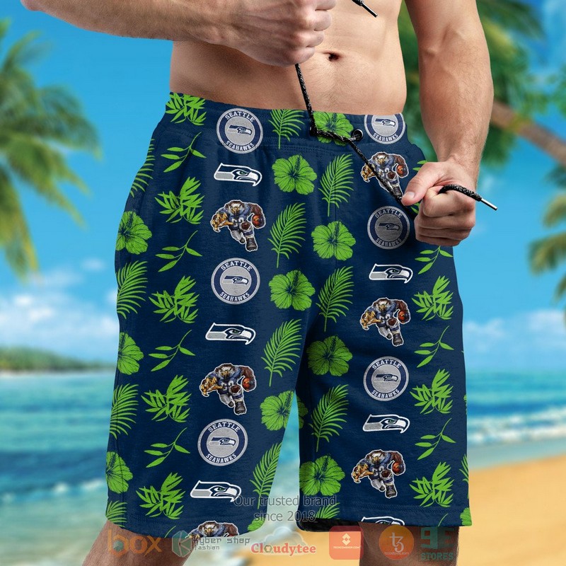 HOT Seattle Seahawks logo Hibiscus action green navy hawaii shirt, shorts 5 Seattle Seahawks logo Hibiscus action green navy hawaii shirt shorts 1 2 3 4