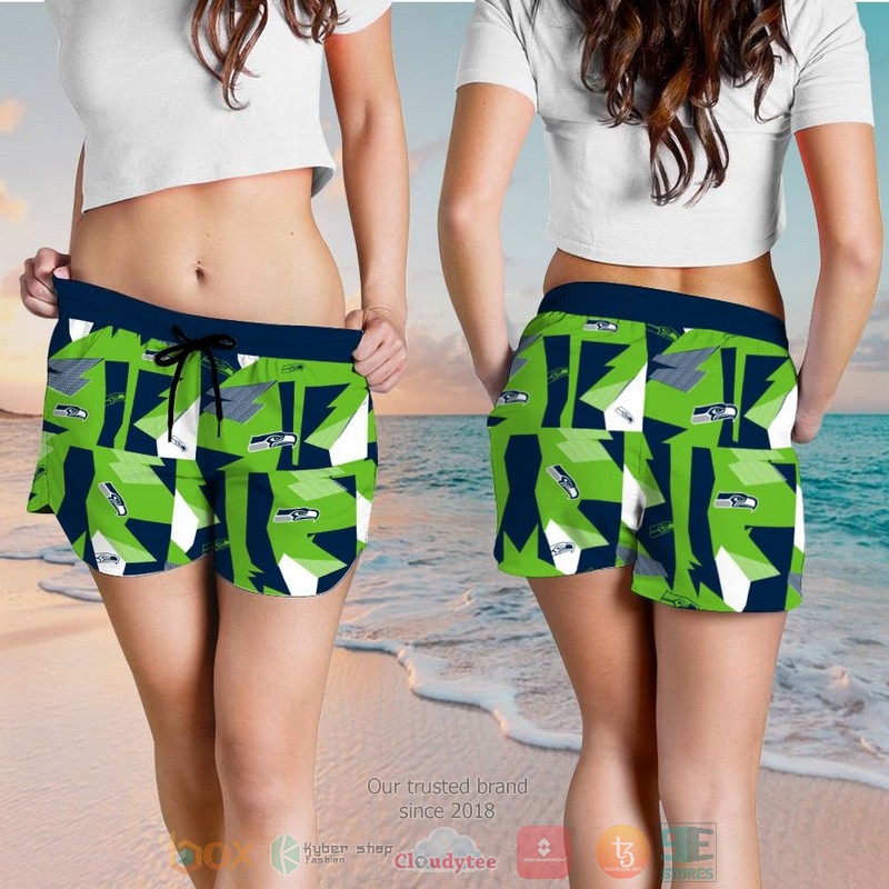 Seattle Seahawks navy action green hawaiian shirt and shorts 1 2 3