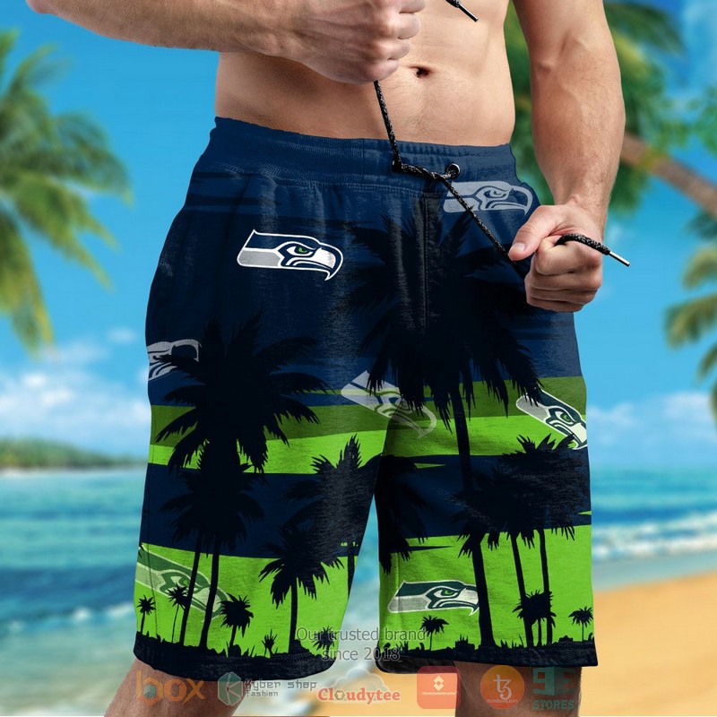 HOT Seattle Seahawks palm tree dark navy hawaiian shirt and shorts 5 Seattle Seahawks palm tree dark navy hawaiian shirt and shorts 1 2 3 4