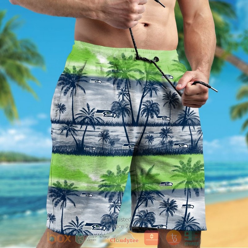 HOT Seattle Seahawks palm tree navy action green hawaiian shirt and shorts 5 Seattle Seahawks palm tree navy action green hawaiian shirt and shorts 1 2 3 4