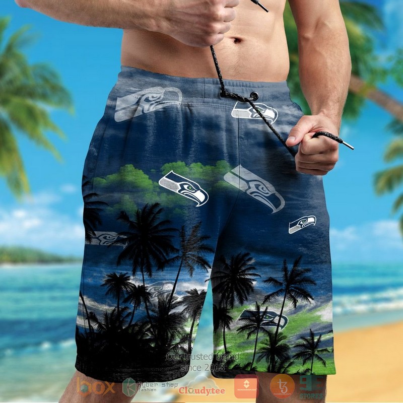 HOT Seattle Seahawks palm tree navy black hawaiian shirt and shorts 5 Seattle Seahawks palm tree navy black hawaiian shirt and shorts 1 2 3 4