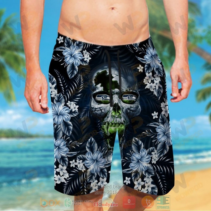 HOT Seattle Seahawks skull hawaiian shirt and shorts 5 Seattle Seahawks skull hawaiian shirt and shorts 1 2 3 4