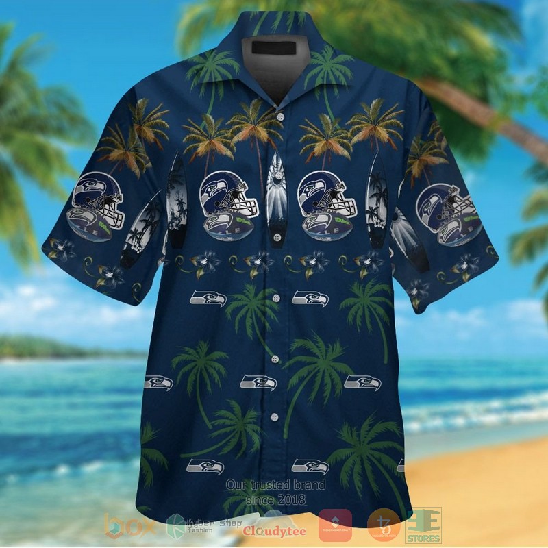 HOT Seattle Seahawks surfboard palm tree hawaiian shirt and shorts 11 Seattle Seahawks surfboard palm tree hawaiian shirt and shorts