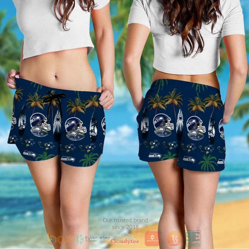 HOT Seattle Seahawks surfboard palm tree hawaiian shirt and shorts 4 Seattle Seahawks surfboard palm tree hawaiian shirt and shorts 1 2 3