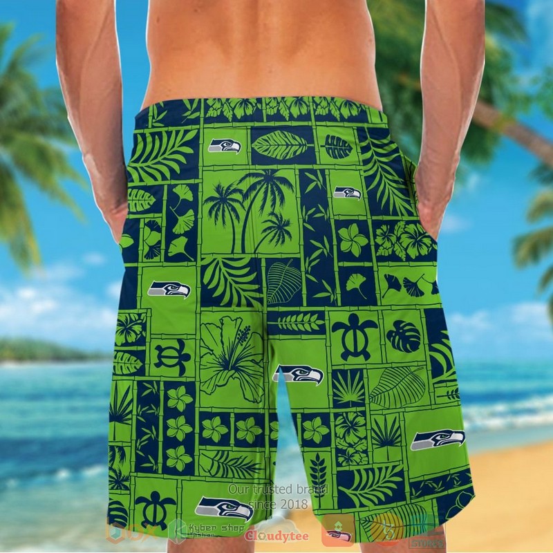 Seattle Seahawks tropical plants action green hawaii shirt shorts 1 2 3 4 5