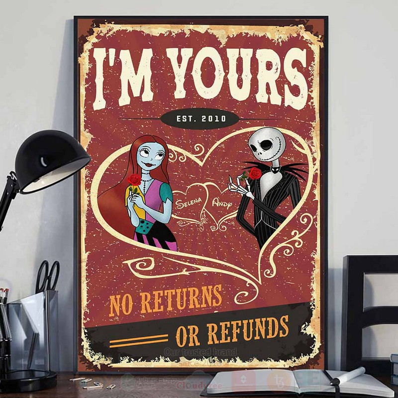 Skellington and Sally Im Yours Est 2010 No Returns Or Refunds Personalized Poster 1
