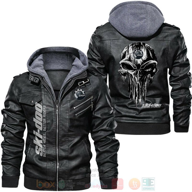 Ski Doo Punisher Skull Leather Jacket