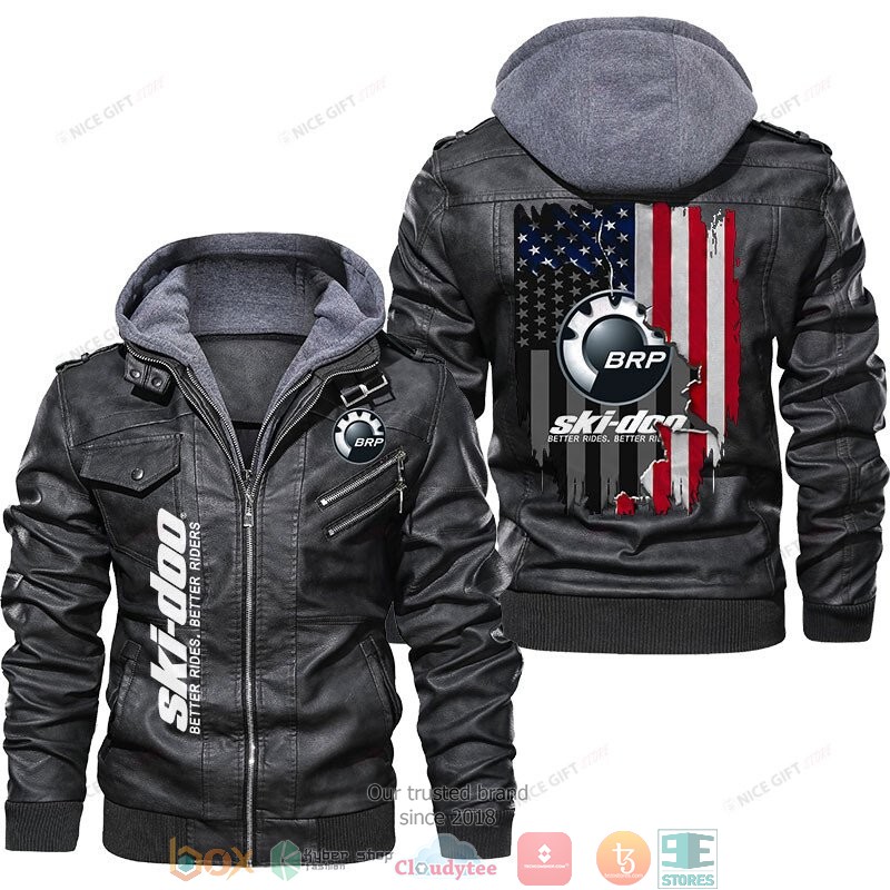 Ski Doo BRP US Flag Leather Jacket