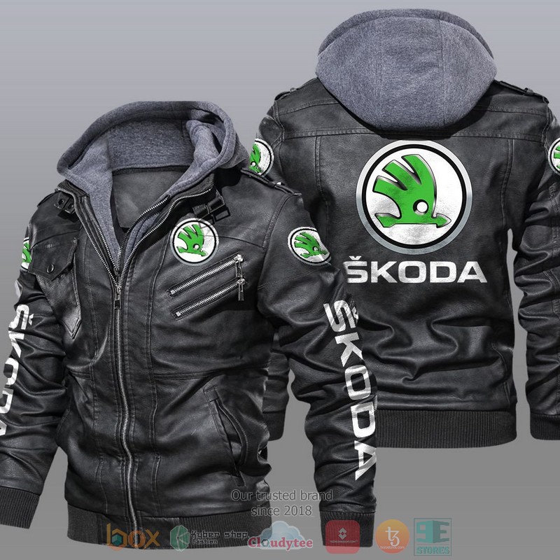 Skoda Car Motor Leather Jacket