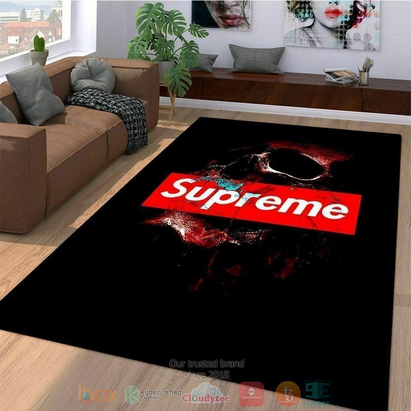 Skull Supreme brand black red rug