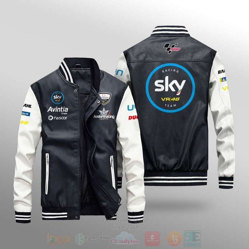 Sky Vr46 Avintia Motogp Team Leather Bomber Jacket
