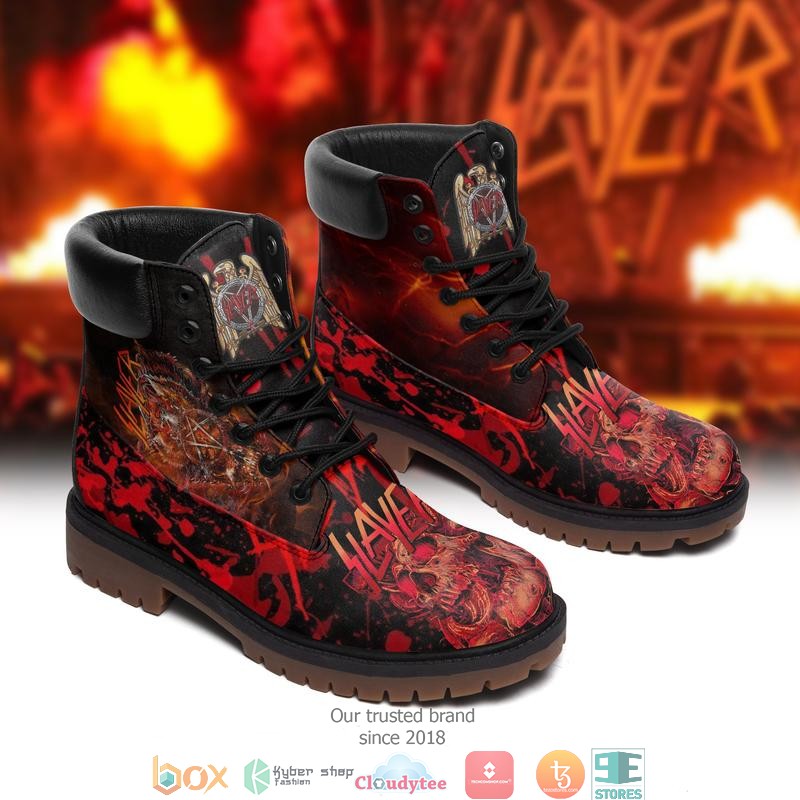 Slayer Band Red Blood Timberland Boots 2 Slayer Band Red Blood Timberland Boots 1