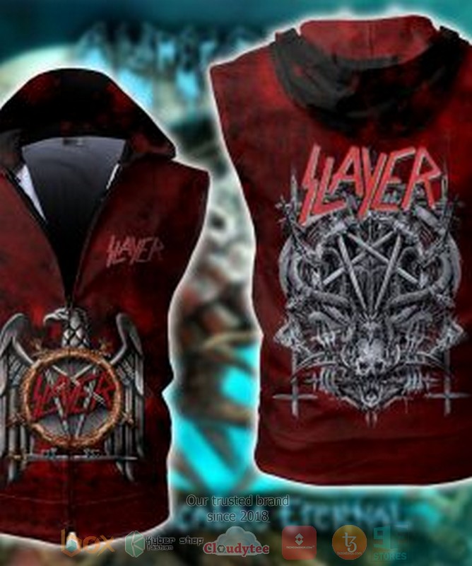 Slayer Band Thrash Metal Band Sleeveless zip vest leather jacket