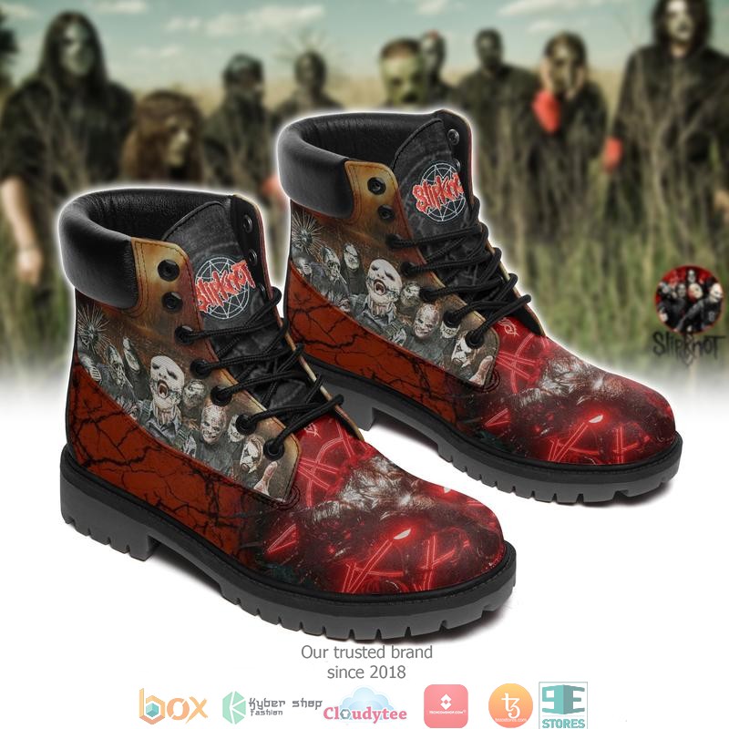 Slipknot Rock Band Red Timberland Boots 2 Slipknot Rock Band Red Timberland Boots 1