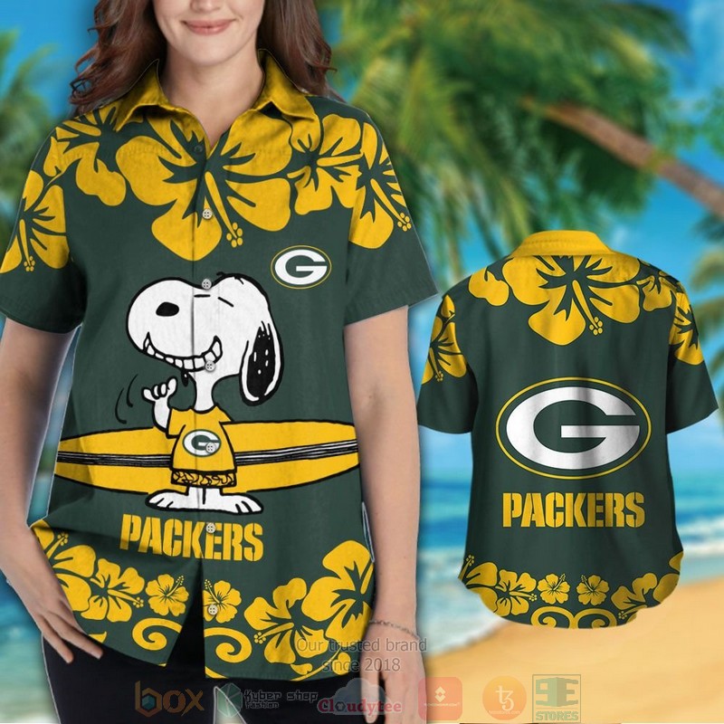 HOT Snoopy Green Bay Packers hawaiian shirt and shorts 3 Snoopy Green Bay Packers hawaiian shirt and shorts 1 2