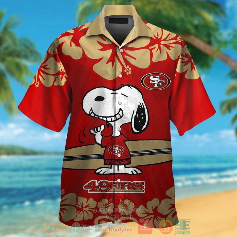 Snoopy San Francisco 49ers hawaiian shirt and shorts