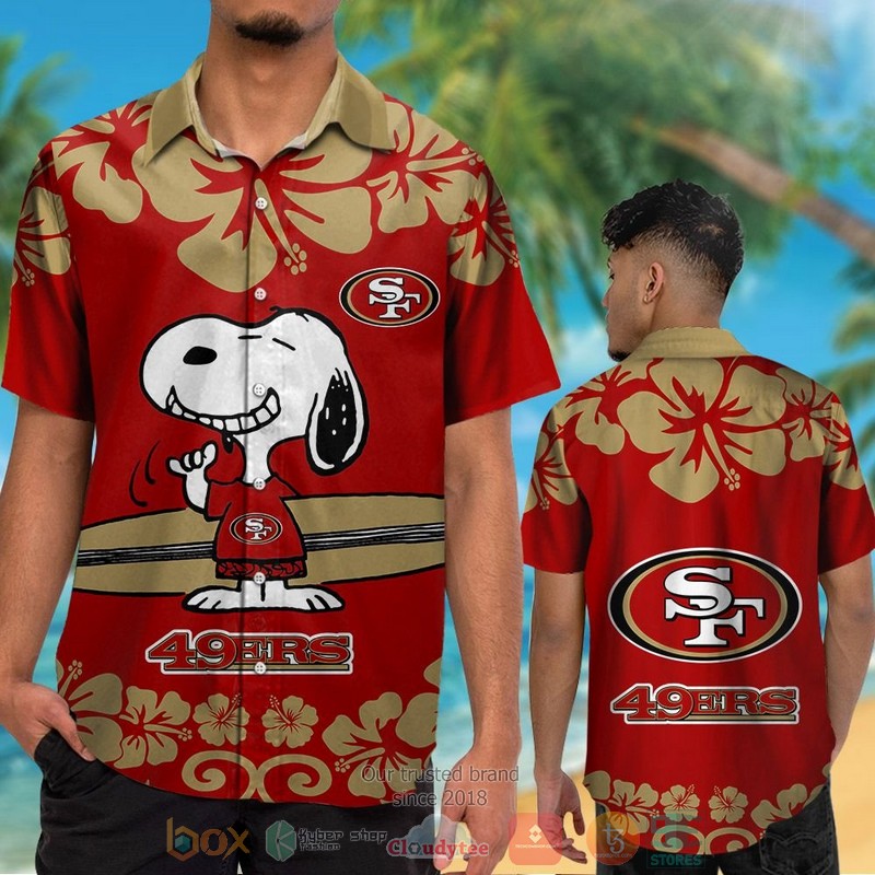 HOT Snoopy San Francisco 49ers hawaiian shirt and shorts 2 Snoopy San Francisco 49ers hawaiian shirt and shorts 1