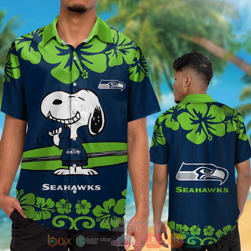 HOT Snoopy Seattle Seahawks hawaiian shirt and shorts 2 Snoopy Seattle Seahawks hawaiian shirt and shorts 1