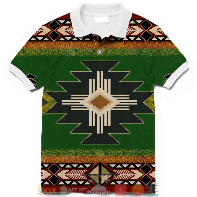 Southwest Green Symbol Native American Polo Shirt