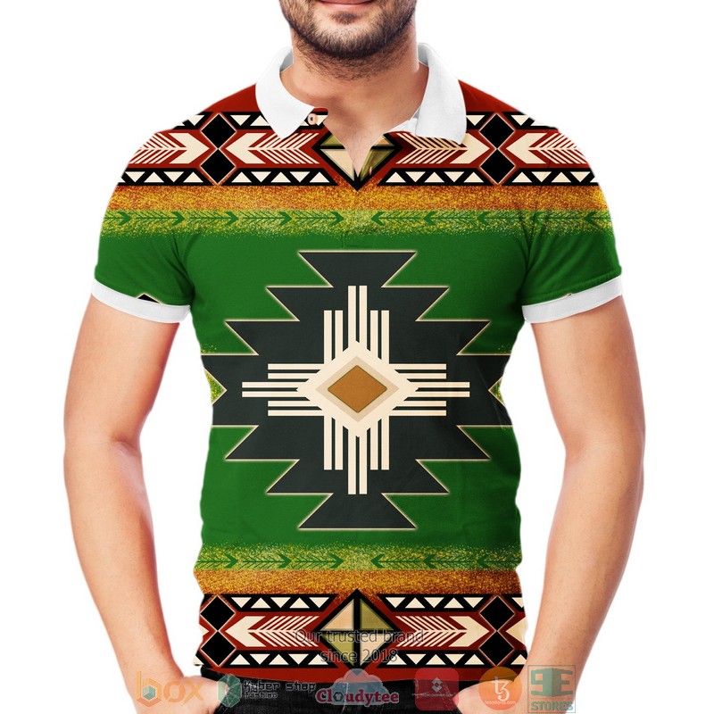 Southwest Green Symbol Native American Polo Shirt 2 Southwest Green Symbol Native American Polo Shirt 1