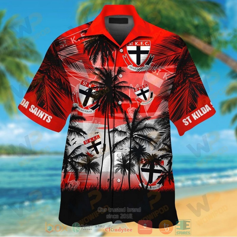 St Kilda Saints Hawaiian Shirt and shorts