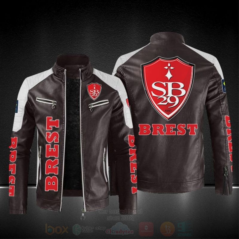 BEST Stade Brestois 29 PU Leather Jacket 4 Stade Brestois 29 Leather Jacket 1 2 3