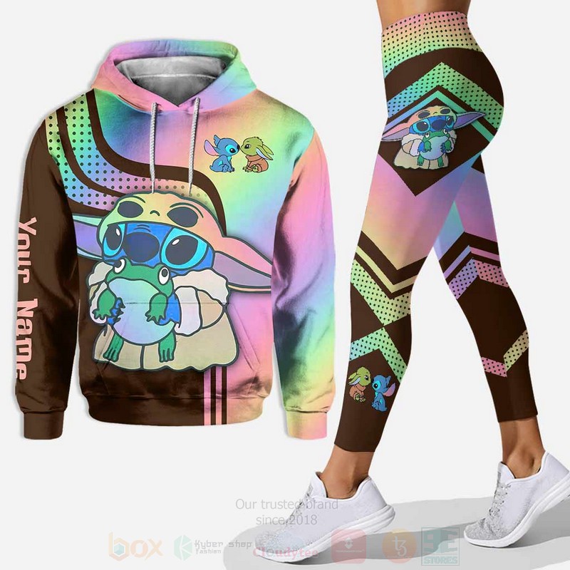 Stitch and Frog Cute Custom Name 3D Hoodie Leggings