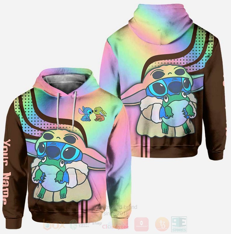 Stitch and Frog Cute Custom Name 3D Hoodie Leggings 1