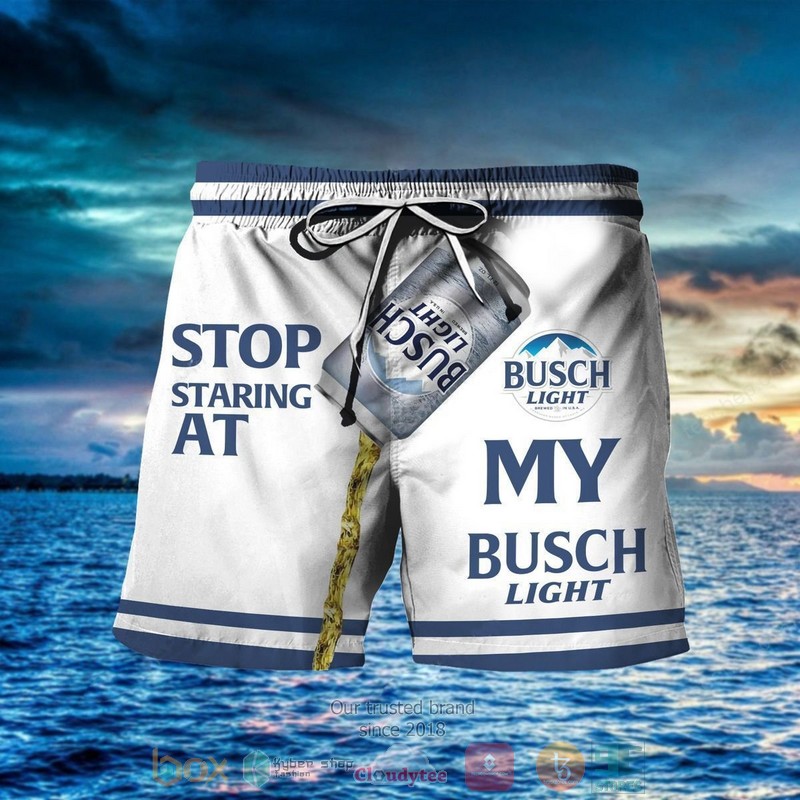 Stop Staring at my Busch Light beach shorts
