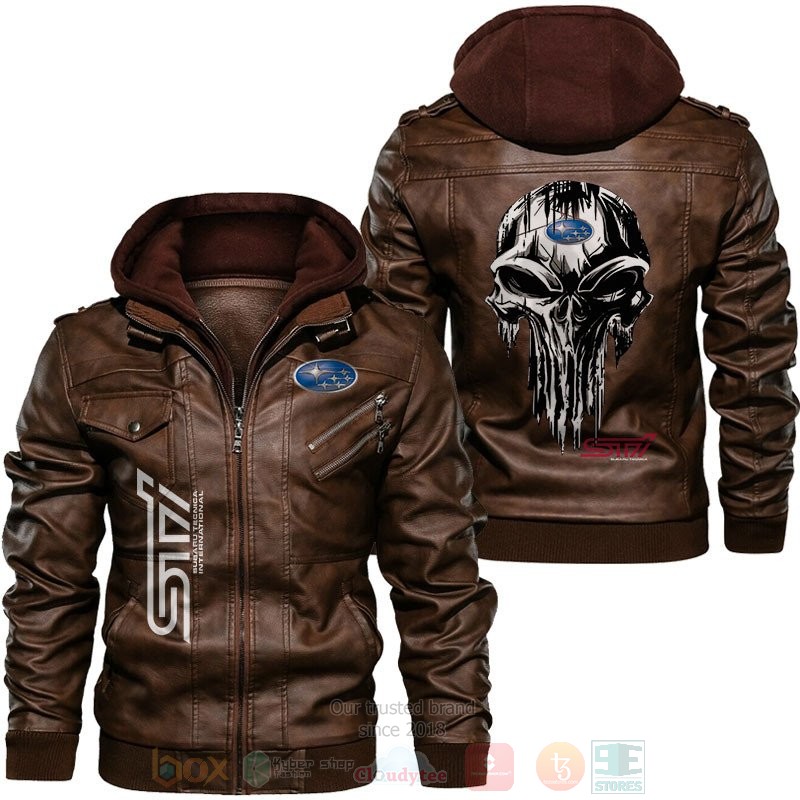 Subaru STI Punisher Skull Leather Jacket 1