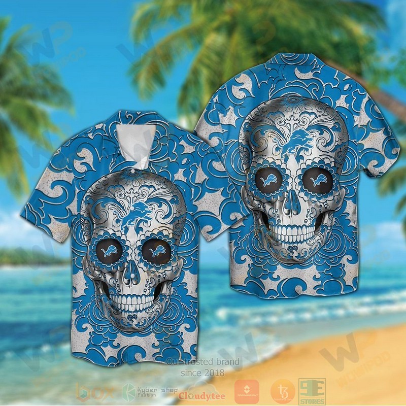 HOT Sugar Skull Detroit Lions hawaiian shirt 1 Sugar Skull Detroit Lions hawaiian shirt