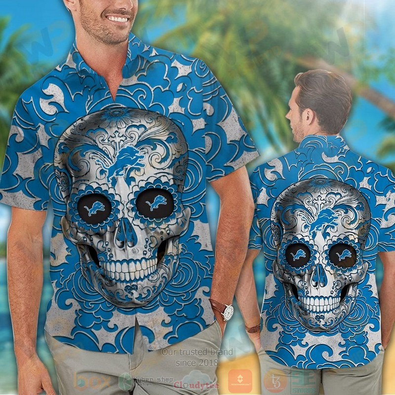 HOT Sugar Skull Detroit Lions hawaiian shirt 2 Sugar Skull Detroit Lions hawaiian shirt 1