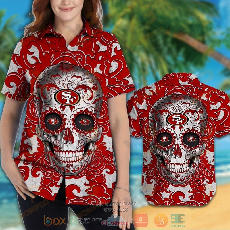 HOT Sugar Skull San Francisco 49ers hawaiian shirt 3 Sugar Skull San Francisco 49ers hawaiian shirt 1 2